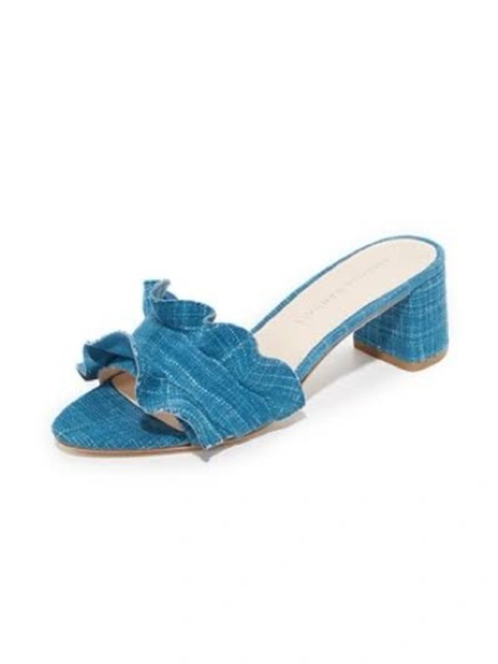 Loeffler Randal Ruffle Block Heel Slide Sandals